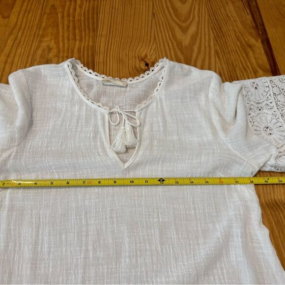 Spell and the Gypsy Abigail Mini Dress Womens SMALL Ivory White Lace Cotton Belt - Picture 13 of 14